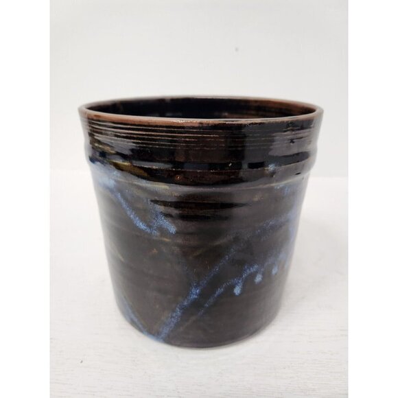 VTG 1985 Studio Pottery Stoneware Kitchen Utensil Crock Holder Glazed Signed - Picture 3 of 9